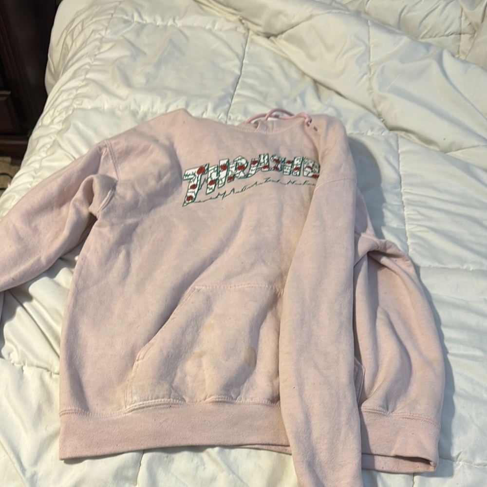 Thrasher Pink Crew Neck Sweater with Sparkly Embellishments
